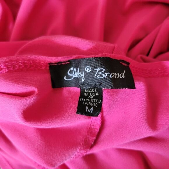Slinky Brand Hot Pink Long Sleeve Handkerchief Hem Round Neck Tunic Top Size M - Picture 10 of 14